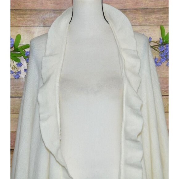 Croft & Barrow Women's Cream Cape Shawl Wrap Cardigan Sweater One Size Neutral - Picture 8 of 10